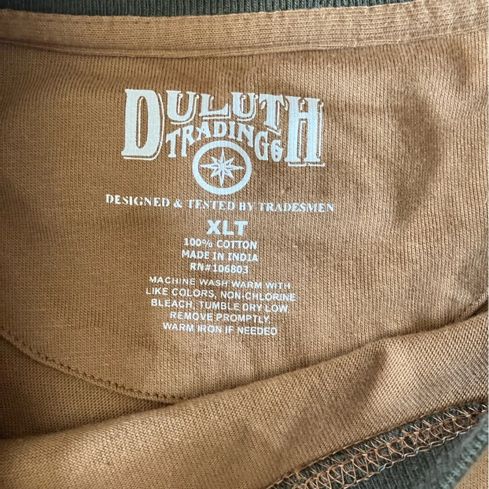 Duluth Trading Co Long Tail Tee size XL Tall Tan and Olive Green - Picture 4 of 4